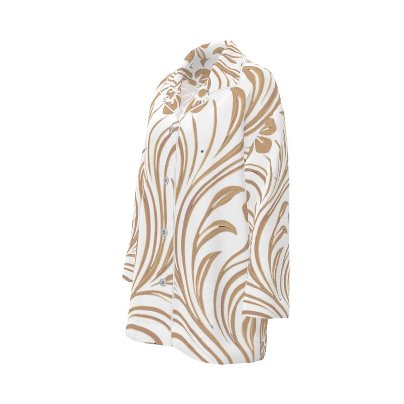 Mansamoo Champagne Flora Luxury Pima Cotton Pyjama top