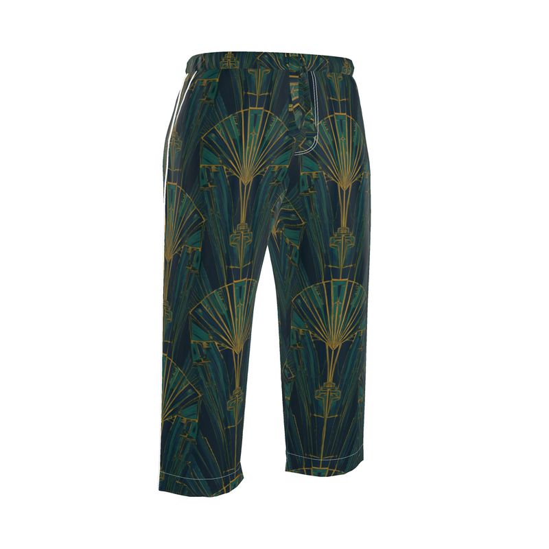 Mansamoo Emerald Deco Fan Luxury Pima Cotton Pyjama Trousers