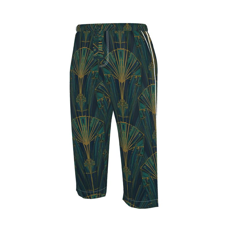 Mansamoo Emerald Deco Fan Luxury Pima Cotton Pyjama Trousers