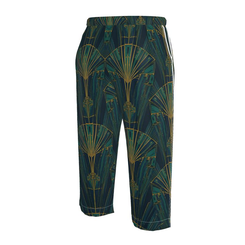Mansamoo Emerald Deco Fan Luxury Pima Cotton Pyjama Trousers