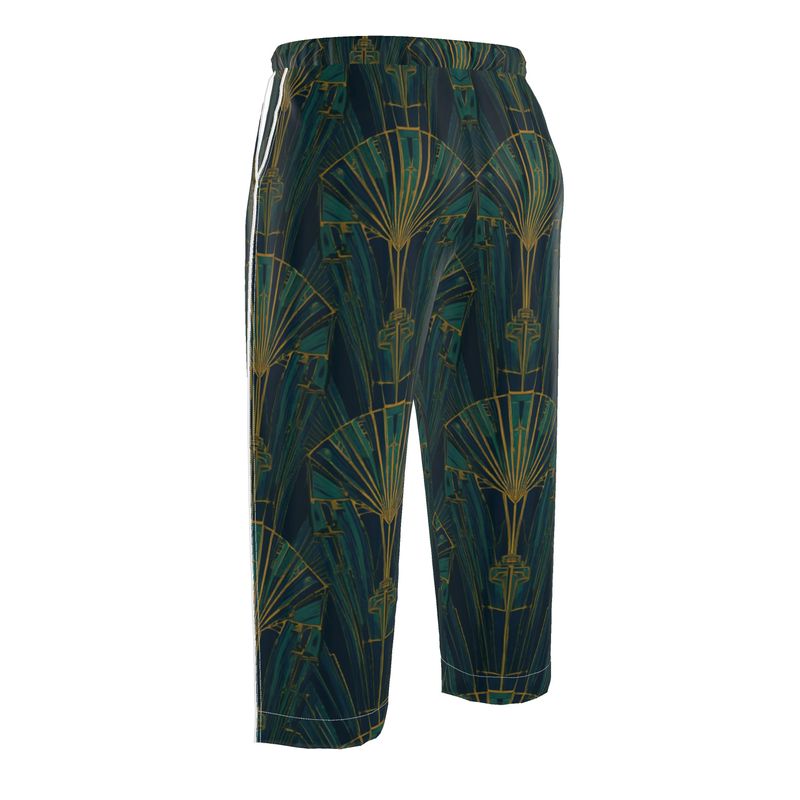 Mansamoo Emerald Deco Fan Luxury Pima Cotton Pyjama Trousers