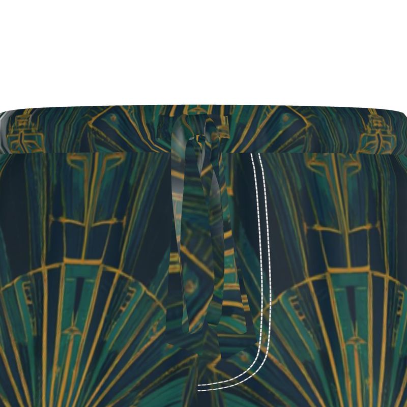 Mansamoo Emerald Deco Fan Luxury Pima Cotton Pyjama Trousers