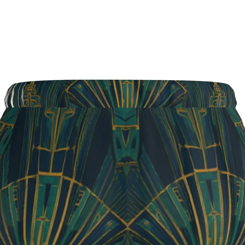 Mansamoo Emerald Deco Fan Luxury Pima Cotton Pyjama Trousers