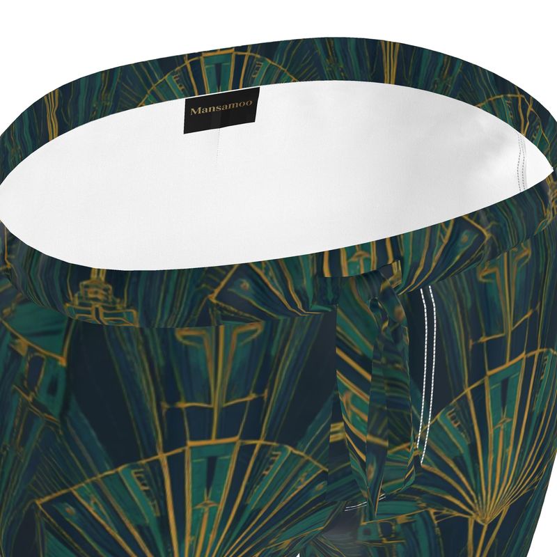 Mansamoo Emerald Deco Fan Luxury Pima Cotton Pyjama Trousers
