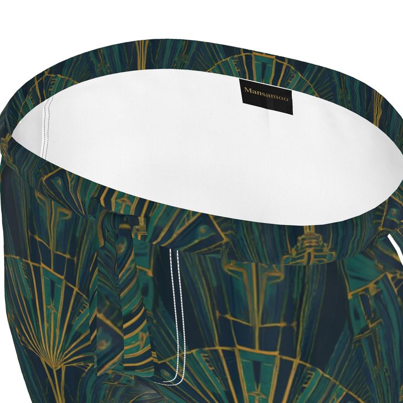 Mansamoo Emerald Deco Fan Luxury Pima Cotton Pyjama Trousers