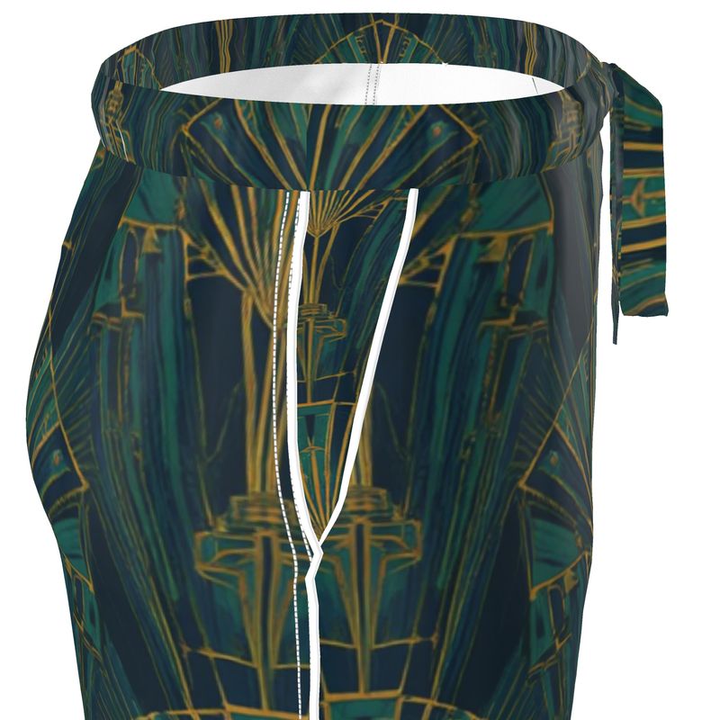 Mansamoo Emerald Deco Fan Luxury Pima Cotton Pyjama Trousers