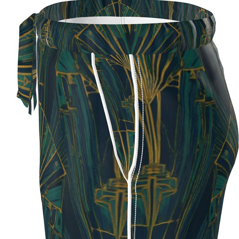 Mansamoo Emerald Deco Fan Luxury Pima Cotton Pyjama Trousers
